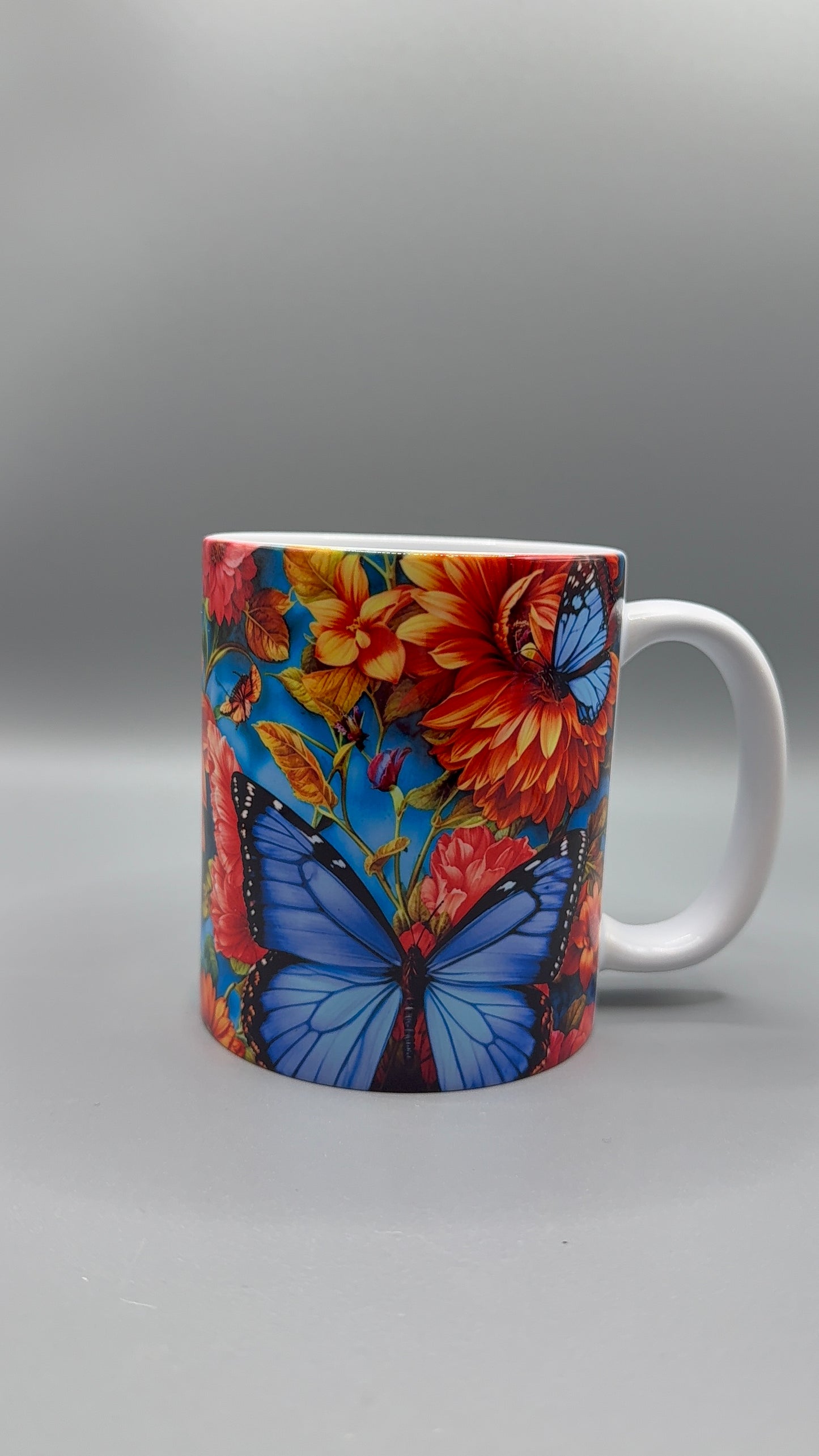 Ceramic Mug – Floral Garden with Butterflies Design