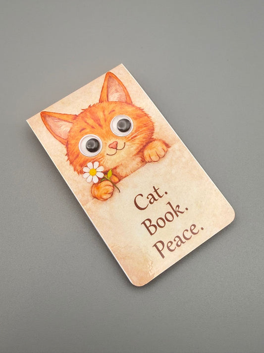 Magnetic Bookmark – “Cat. Book. Peace.”