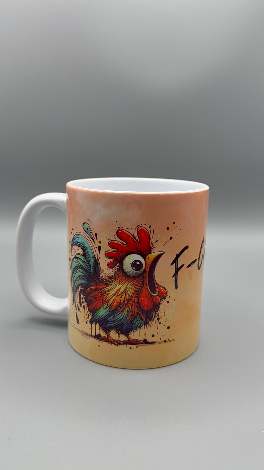 Ceramic Sublimation Mug – Funny Rooster Design 🐓 F - CAW - F
