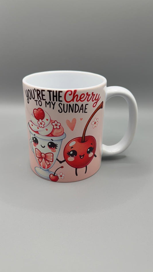 Ceramic Mug – “You’re the Cherry to My Sundae” Design