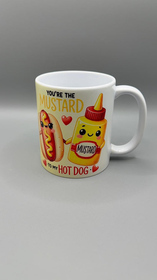 Ceramic Mug – “You’re the Mustard to My Hot Dog” Design