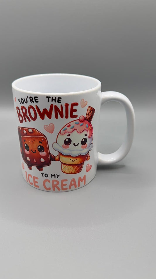 Ceramic Mug – “You’re the Brownie to My Ice Cream” Design